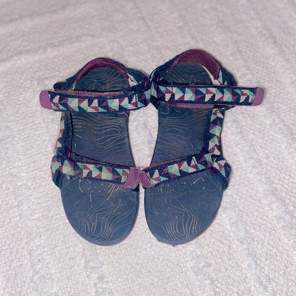 Purple Velcro strap sandals